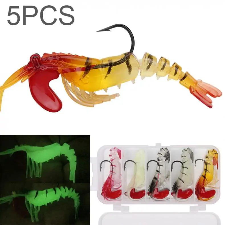 5pcs/lot 11.5cm 12g Durable Silicone Soft Shrimp Fishing Lures Luminous Prawn Bait Built-in High Carbon Steel & Lead Hook
5pcs/lot 11.5cm 12g Durable Silicone Soft Shrimp Fishing Lures Luminous Prawn Bait Built-in High Carbon Steel & Lead Hook