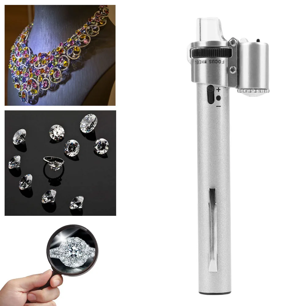 Mini Pen Magnifying Glass 100X LED Light Jewelry Loupe Microscope with Case Handheld Mini Pen-shaped Magnifying Glass
Mini Pen Magnifying Glass 100X LED Light Jewelry Loupe Microscope with Case Handheld Mini Pen-shaped Magnifying Glass