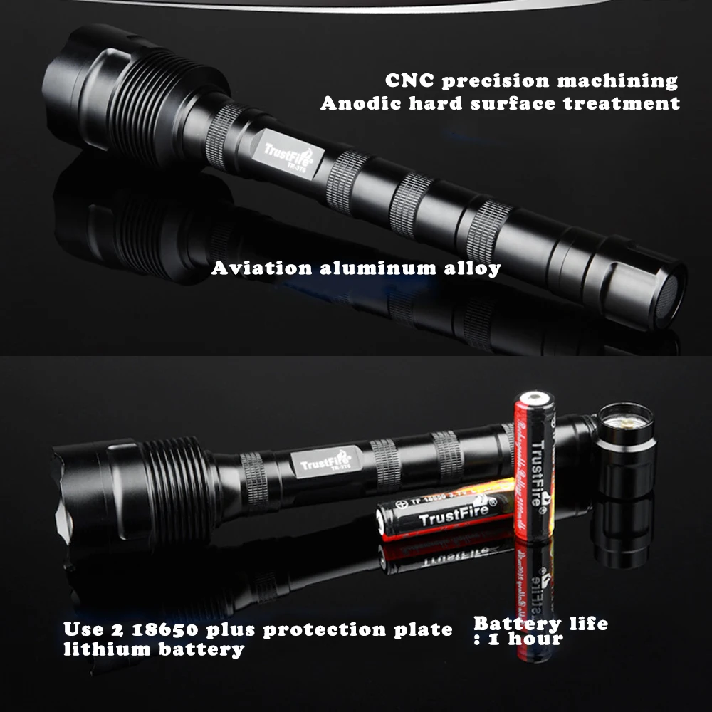 Original TrustFire( 3T6 TR-3T6) LED Flashlight Super Bright 3800 Lumens 5 Light Modes Large Tactical Torch (2x18650 / 3x18650 )
Original TrustFire( 3T6 TR-3T6) LED Flashlight Super Bright 3800 Lumens 5 Light Modes Large Tactical Torch (2x18650 / 3x18650 )