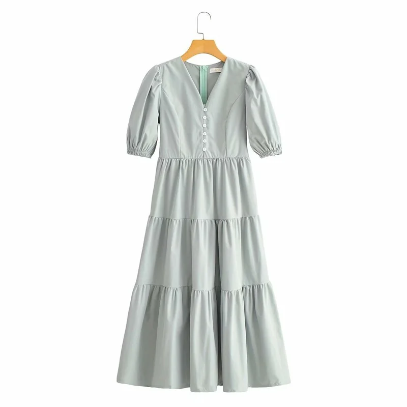 New Chic V-neck Puff Sleeve Dresses Women High Waist A-line Slim Femme Ropa 2021 Summer Solid Pleated Elegant Long Dress
New Chic V-neck Puff Sleeve Dresses Women High Waist A-line Slim Femme Ropa 2021 Summer Solid Pleated Elegant Long Dress