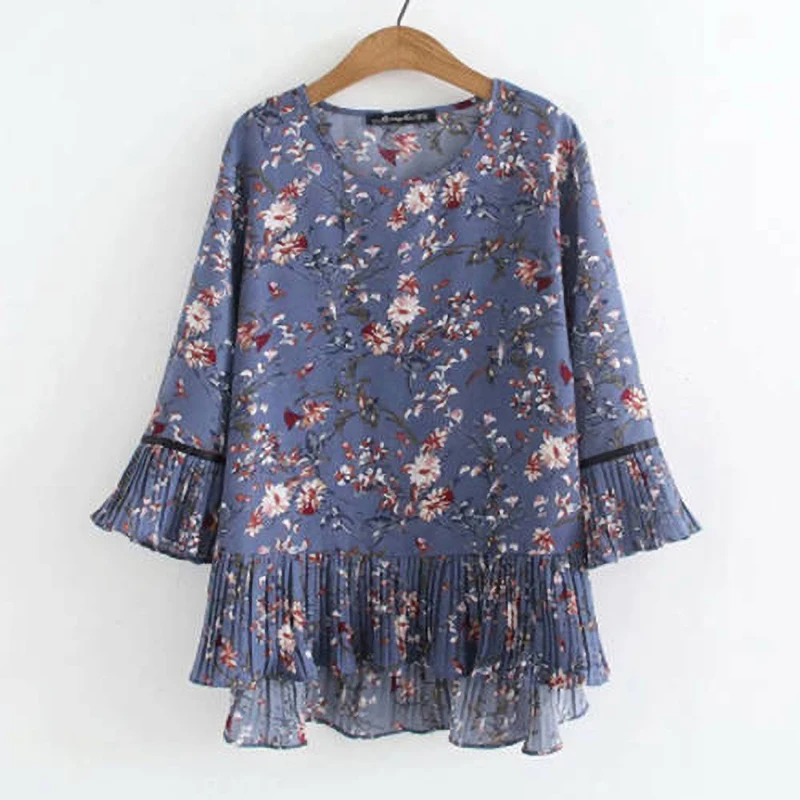 Chiffon Elegant Women Blouses Summer Tops Ruffle Tunic Floral Printed Blouse Two Thirds Sleeve Loose Casual Plus Size 5XL 2021
Chiffon Elegant Women Blouses Summer Tops Ruffle Tunic Floral Printed Blouse Two Thirds Sleeve Loose Casual Plus Size 5XL 2021