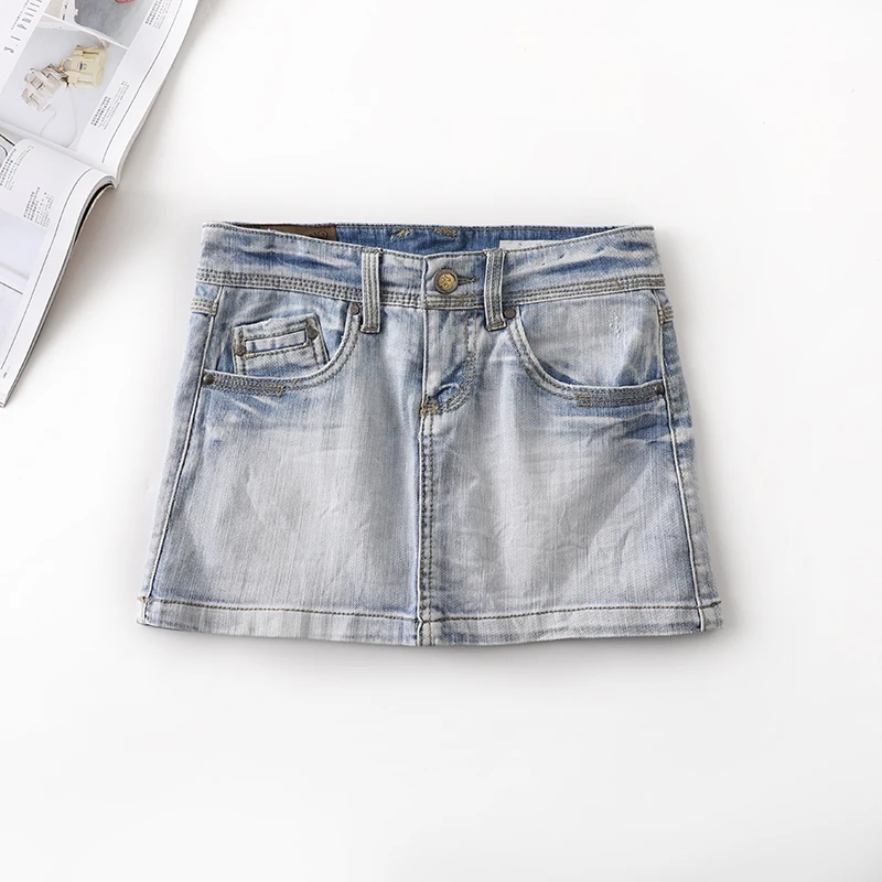 FAKUNTN Summer women fashion slim low waist water wash bleached sexy mini denim casual skirt
FAKUNTN Summer women fashion slim low waist water wash bleached sexy mini denim casual skirt