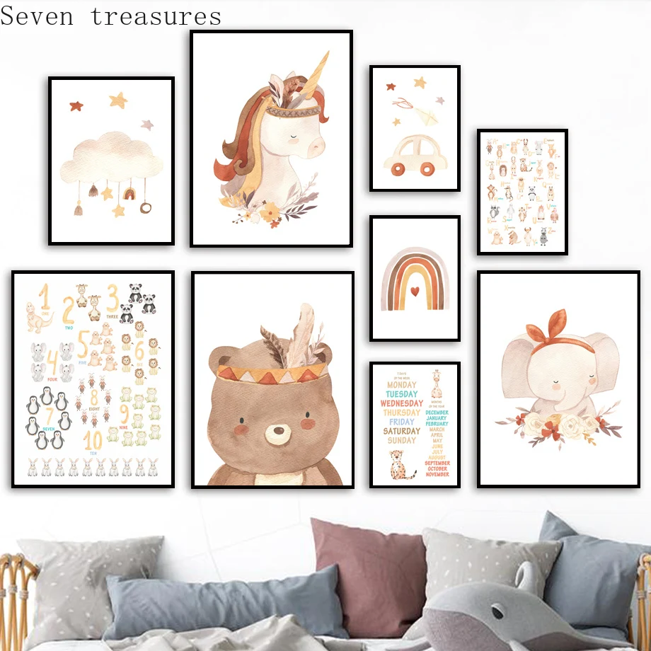 Education Alphabet Numbers Bear Elephant Nursery Wall Art Print Canvas Painting Nordic Poster Wall Baby Kids Room DecorPictures
Education Alphabet Numbers Bear Elephant Nursery Wall Art Print Canvas Painting Nordic Poster Wall Baby Kids Room DecorPictures