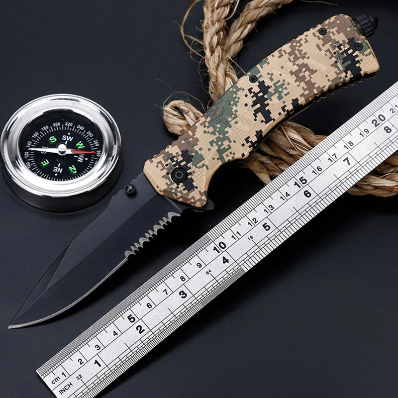

High Hardness Camouflage Folding Knife Outdoor Survival Survival Multi-function Hunting Knife Self-defense Folding Knifes
