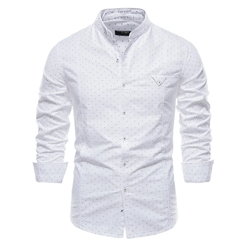 High Quality Long Sleeve Dot Shirt Men Spring Stand Collar Cotton Shirts for Men Casual Social Business Men's Dress Shirts
High Quality Long Sleeve Dot Shirt Men Spring Stand Collar Cotton Shirts for Men Casual Social Business Men's Dress Shirts