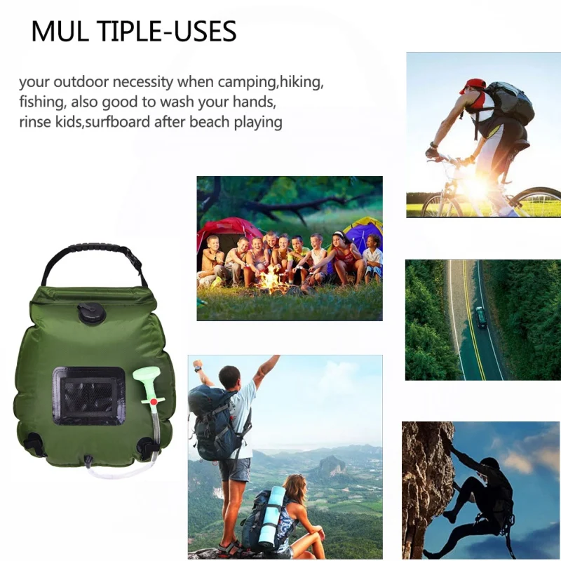 Water Bags For Outdoor Solar Hiking Camping Shower Bag 20L Heating Shower Hydration Bag Hose Switchable Shower Head
Water Bags For Outdoor Solar Hiking Camping Shower Bag 20L Heating Shower Hydration Bag Hose Switchable Shower Head