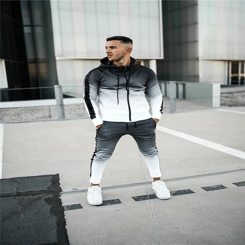 Men Clothing 2021 New European Version of Sports Fitness Men's Cardigan Elastic Hooded Gradient Suit Jacket + Pants 2-piece Set
Men Clothing 2021 New European Version of Sports Fitness Men's Cardigan Elastic Hooded Gradient Suit Jacket + Pants 2-piece Set