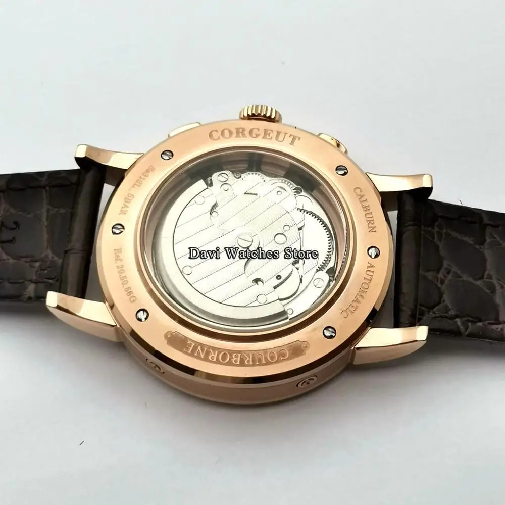 Corgeut 42mm Top luxury Watches Rosegold Case Black Dial Moon Phase Automatic Year Day Month Week Display Mens Watch
Corgeut 42mm Top luxury Watches Rosegold Case Black Dial Moon Phase Automatic Year Day Month Week Display Mens Watch