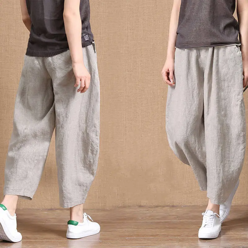 Cotton Women'S Pants Xia Jiufen Loose Thin Section Anti-Cotton Linen Elastic Waist Wide Leg Pants Retro Art All-Match Casual
Cotton Women'S Pants Xia Jiufen Loose Thin Section Anti-Cotton Linen Elastic Waist Wide Leg Pants Retro Art All-Match Casual