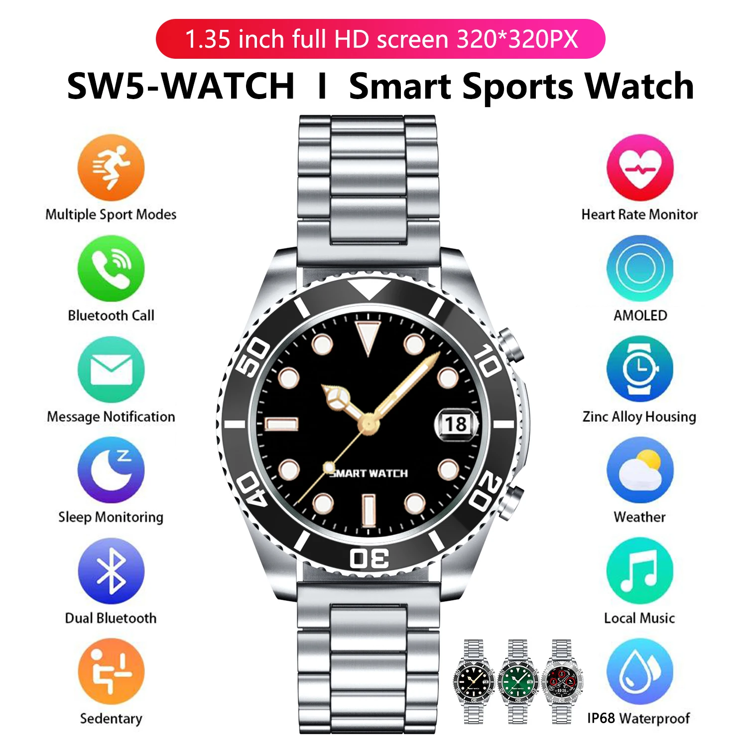 Aeku SW5 Smart Watch 2021 Men Sports 1.3inch HD Screen Bluetooth Call Fitness Tracker Health Monitering Wristwatch Smartwatche
Aeku SW5 Smart Watch 2021 Men Sports 1.3inch HD Screen Bluetooth Call Fitness Tracker Health Monitering Wristwatch Smartwatche