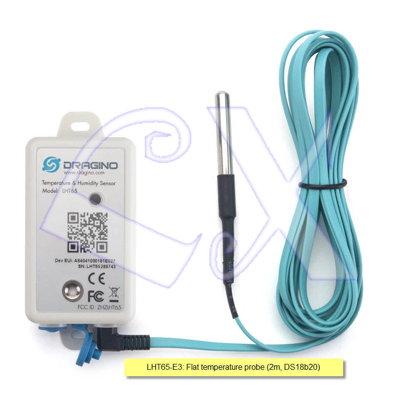 LHT65-E3 LoRaWAN Flat temperature probe 2M DS18B20 with built-in 2400mAh non-chargeable battery
LHT65-E3 LoRaWAN Flat temperature probe 2M DS18B20 with built-in 2400mAh non-chargeable battery