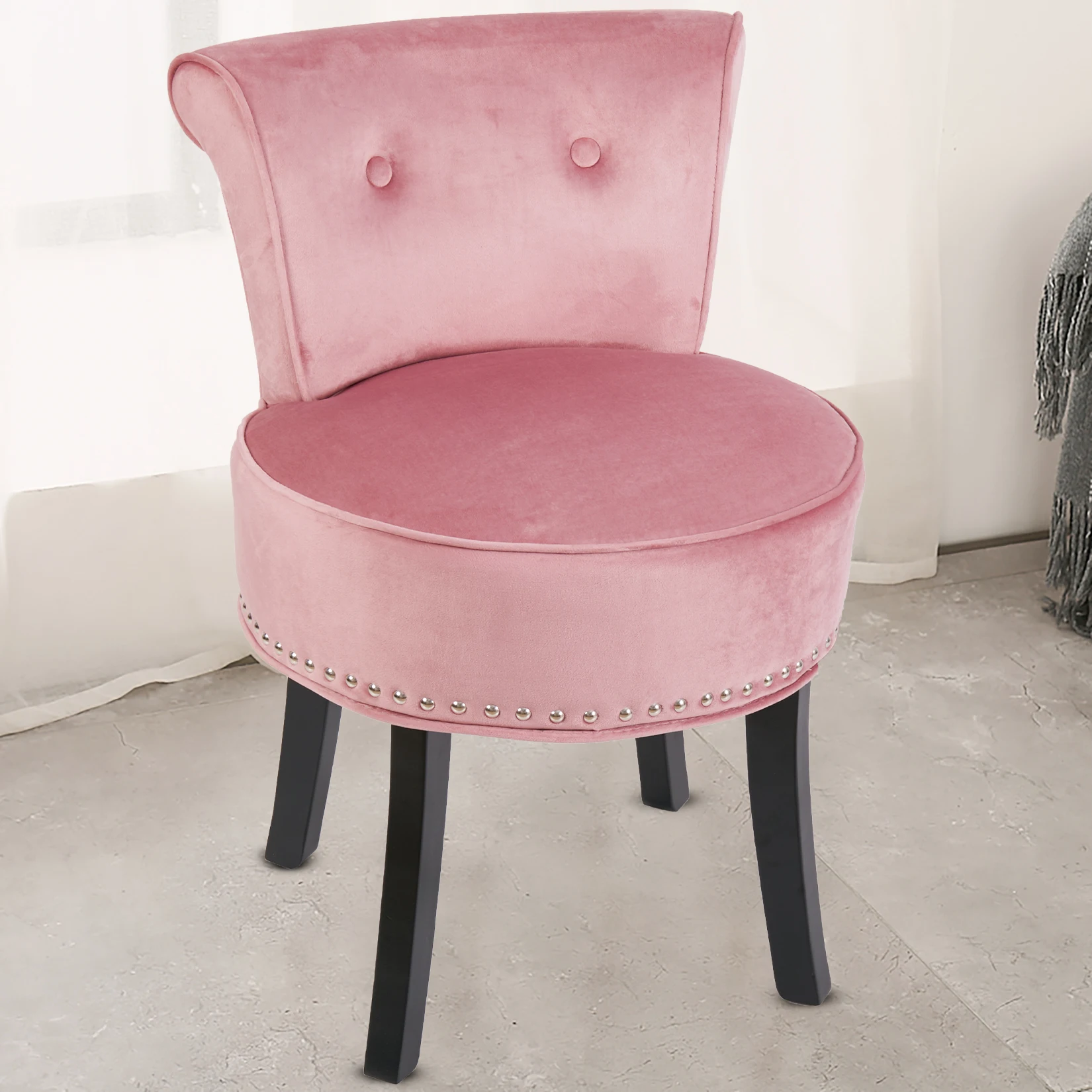 Vanity Stool Chair Makeup with Upholstered Round Velvet Padded Chair with Wood Legs Grey Pink
Vanity Stool Chair Makeup with Upholstered Round Velvet Padded Chair with Wood Legs Grey Pink