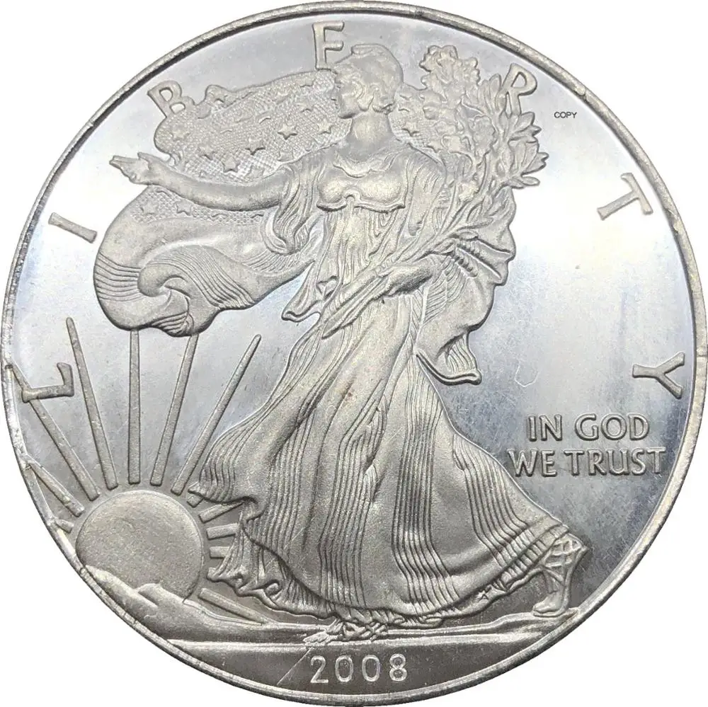 United States 1 Dollar American Silver Eagle Bullion Coin 2008 w Plated Silver Commemorative Coin Copy coin 
United States 1 Dollar American Silver Eagle Bullion Coin 2008 w Plated Silver Commemorative Coin Copy coin