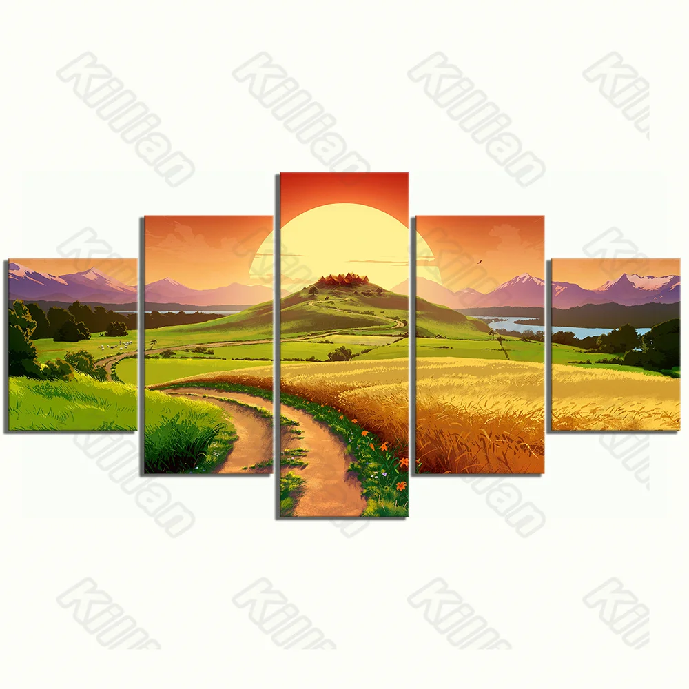 Landscape Style Murals Canvas Painting Bed Home Decoration Prints 5 Pieces Sunset Wheat Field Grassland Living Room Wall Mural
Landscape Style Murals Canvas Painting Bed Home Decoration Prints 5 Pieces Sunset Wheat Field Grassland Living Room Wall Mural