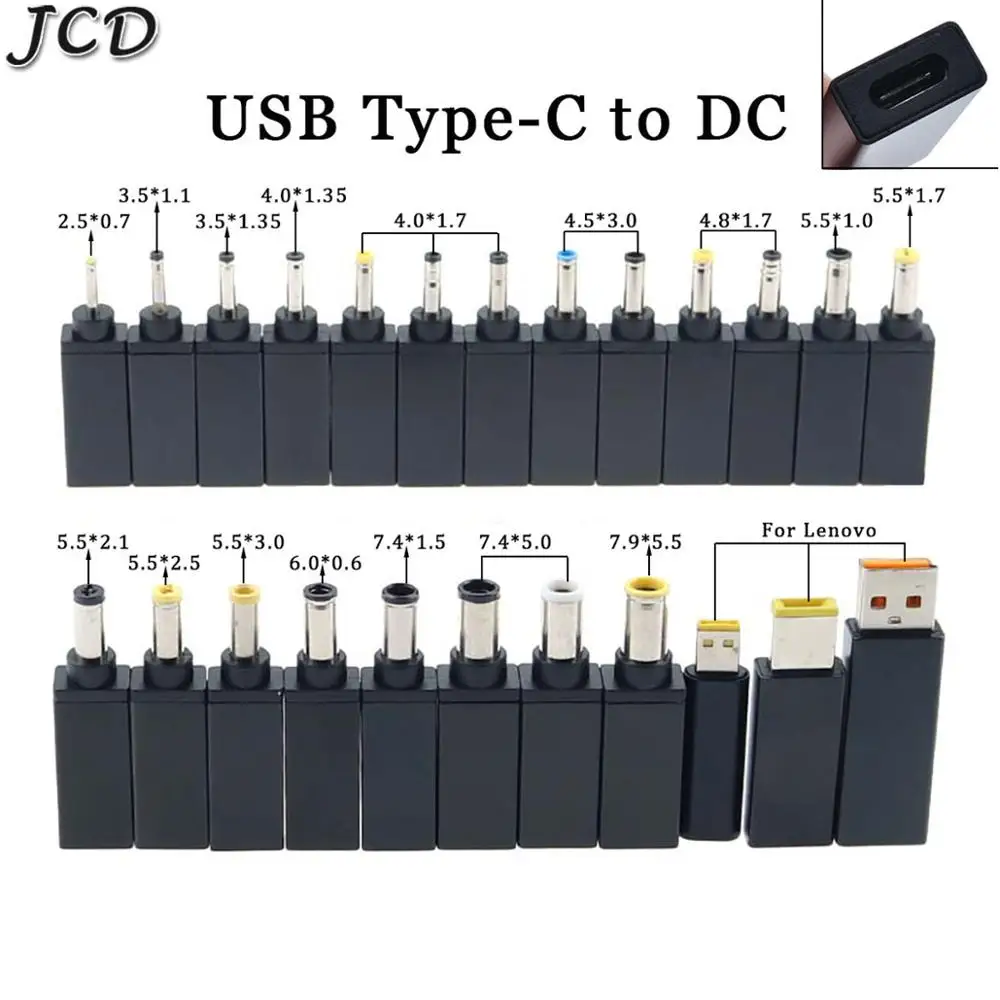 JCD 1 шт. USB Type C адаптер питания для ноутбука разъем постоянного тока Штекерный конвертер для Lenovo Asus HP ноутбука Samsung ноутбука 
JCD 1 шт. USB Type C адаптер питания для ноутбука разъем постоянного тока Штекерный конвертер для Lenovo Asus HP ноутбука Samsung ноутбука