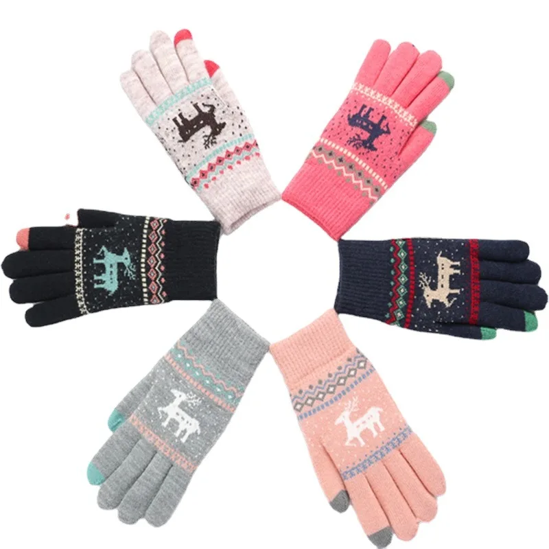 Winter Knitted Thick Gloves For Men Women Christmas Deer Printed Warm Autumn Full finger Gloves Touch screen Driving Gloves
Winter Knitted Thick Gloves For Men Women Christmas Deer Printed Warm Autumn Full finger Gloves Touch screen Driving Gloves