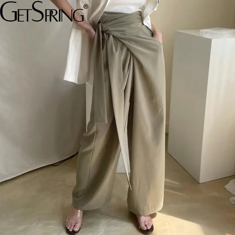 Getspring Women Pant Bandage High Waist Wide Leg Pants Khaki White Black All Match Suit Pants Retro Casual Long Trousers Women
Getspring Women Pant Bandage High Waist Wide Leg Pants Khaki White Black All Match Suit Pants Retro Casual Long Trousers Women