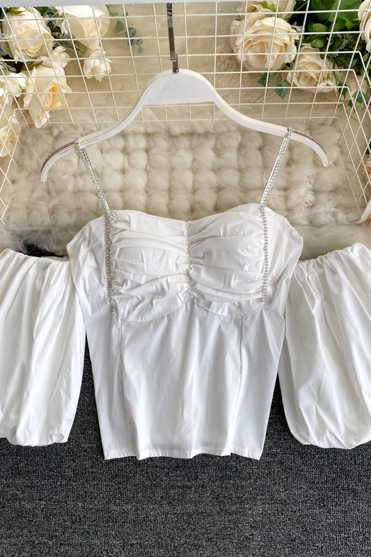 ZOSOL Strap off-Shoulder Puff Sleeve Top Summer Wear for Women 2020 New Style Design Non-Mainstream Short Shirt with Chest Pad
ZOSOL Strap off-Shoulder Puff Sleeve Top Summer Wear for Women 2020 New Style Design Non-Mainstream Short Shirt with Chest Pad