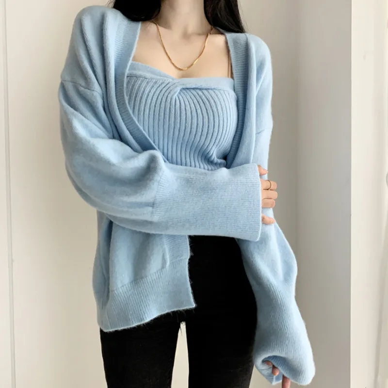 Kywommnz 2021 Autumn Sling And Coat Women Long Sleeve Open Stitch Loose Knitting Top Sexy Sling Suit E4412
Kywommnz 2021 Autumn Sling And Coat Women Long Sleeve Open Stitch Loose Knitting Top Sexy Sling Suit E4412