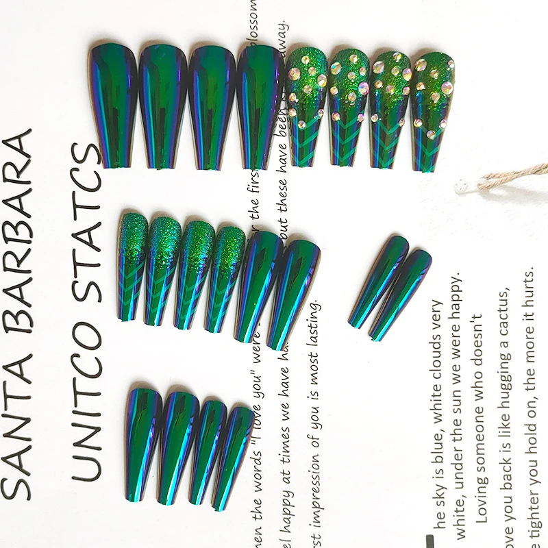 Nail Stickers Glue Super Long Coffin Armor Dark Green Ballet Armor Diamond Wearing Nail Art Light Easy to Replace SK88 SK88
Nail Stickers Glue Super Long Coffin Armor Dark Green Ballet Armor Diamond Wearing Nail Art Light Easy to Replace SK88 SK88