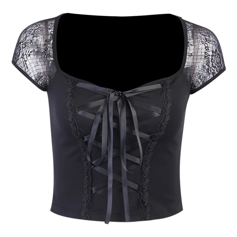 InsGoth Vintage Tops Goth T-shirt Women Bodycon Bandage Lace Black T-shirts Gothic Streetwear Sexy Female Top Casual Mesh Tee
InsGoth Vintage Tops Goth T-shirt Women Bodycon Bandage Lace Black T-shirts Gothic Streetwear Sexy Female Top Casual Mesh Tee
