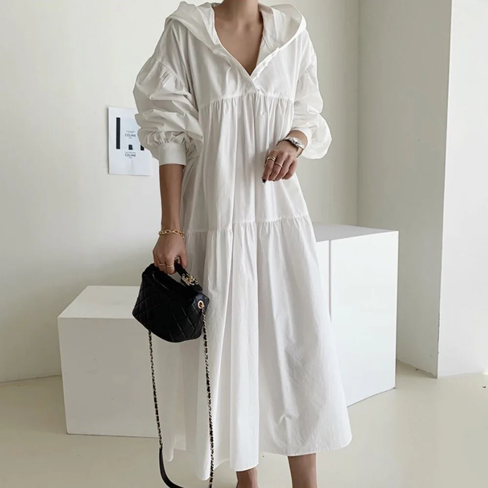 Long Dress Hooded Loose Pullover Folds Solid Color Long Sleeve Women Autumn 2021 Japanese Style Fashion Loose Casual Maxi Dress
Long Dress Hooded Loose Pullover Folds Solid Color Long Sleeve Women Autumn 2021 Japanese Style Fashion Loose Casual Maxi Dress