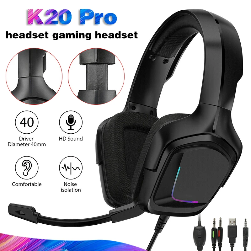 Профессиональные игровые наушники Pohiks K20 Pro, проводные, регулируемые, с RGB-подсветкой, с глубокими басами, стереонаушники для XBOX One, PS4, 1 шт.
Профессиональные игровые наушники Pohiks K20 Pro, проводные, регулируемые, с RGB-подсветкой, с глубокими басами, стереонаушники для XBOX One, PS4, 1 шт.