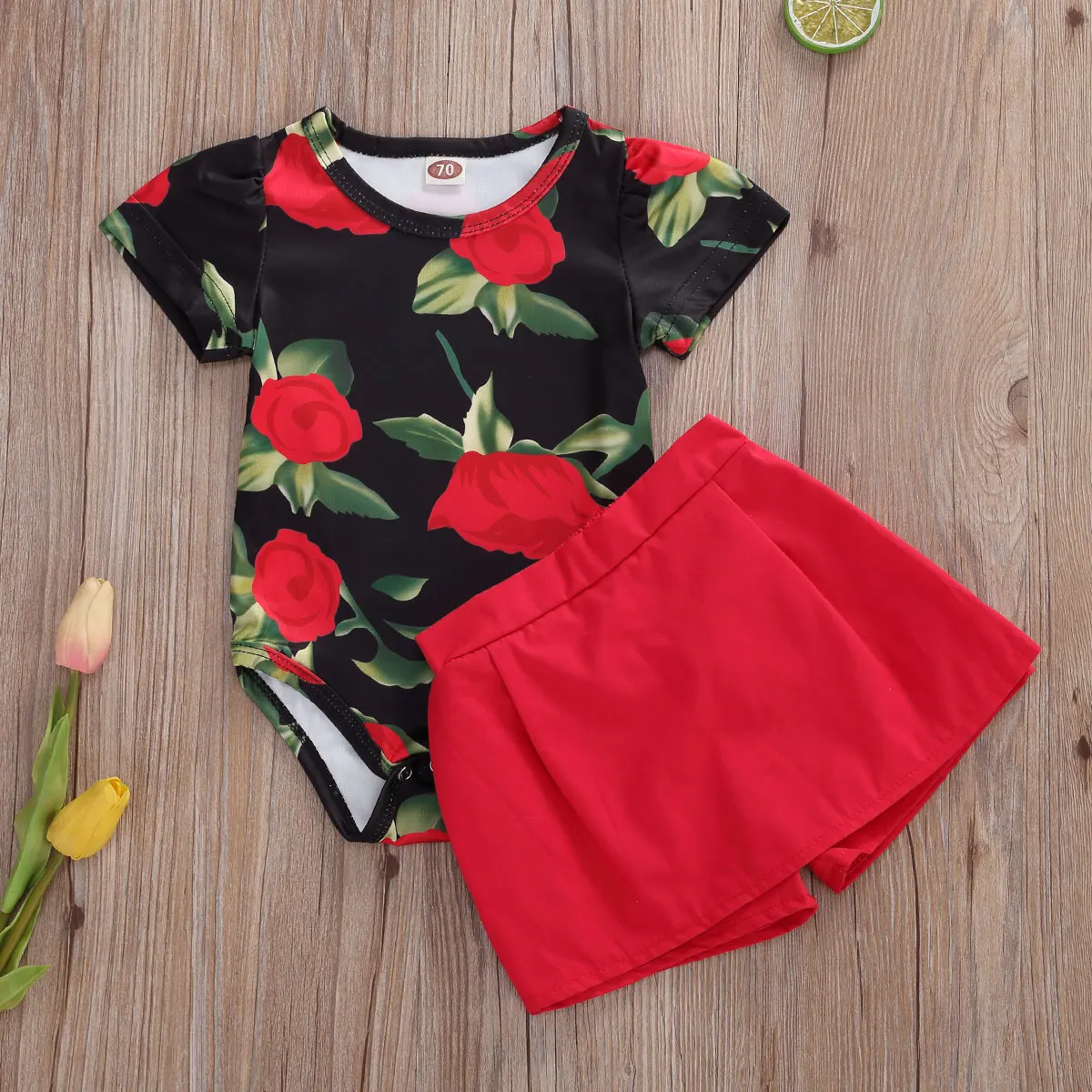 Newborn Infant Rose Printing Short Sleeve Romper Solid Shorts Set Baby Girls Breathable Round Collar Jumpsuit with Shorts
Newborn Infant Rose Printing Short Sleeve Romper Solid Shorts Set Baby Girls Breathable Round Collar Jumpsuit with Shorts