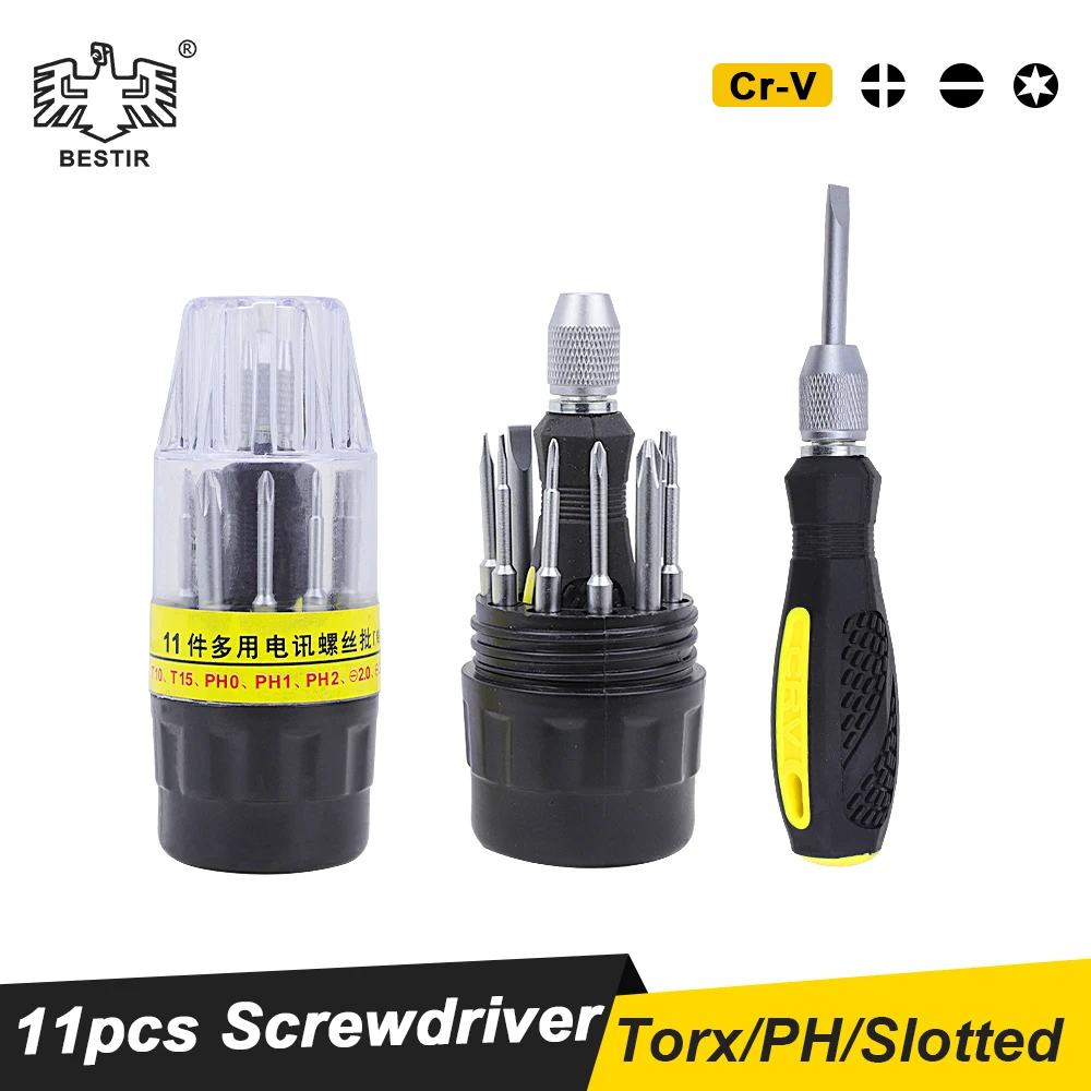 BESTIR 11Pcs Screwdriver Set Magnetic Mini Precision Screwdriver Bit Set Phillips Slotted Torx For Phone Computer
BESTIR 11Pcs Screwdriver Set Magnetic Mini Precision Screwdriver Bit Set Phillips Slotted Torx For Phone Computer