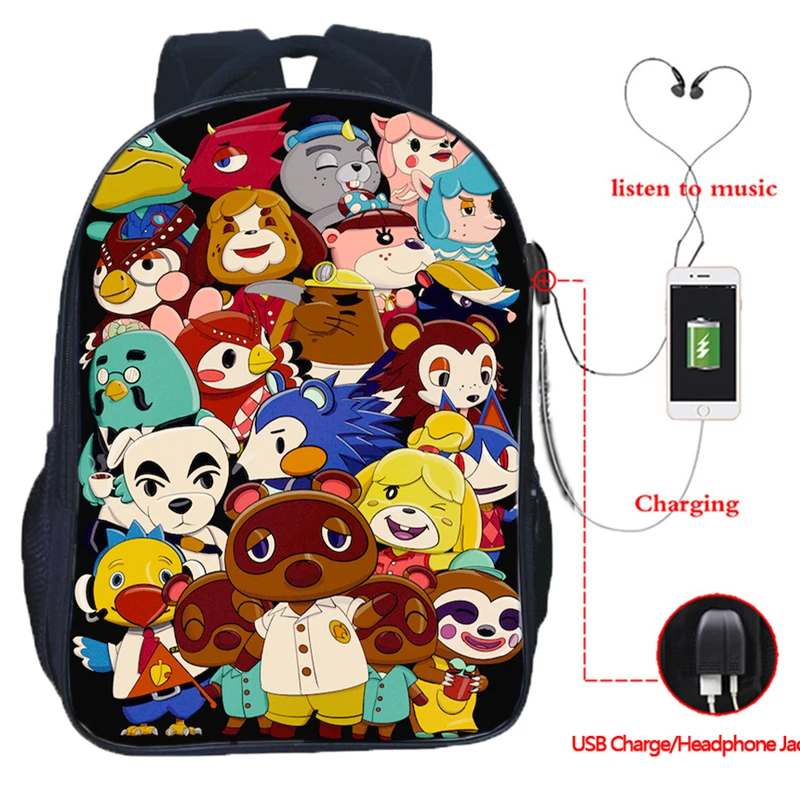 16 Inch Animal Crossing Backpack Children Cute Cartoon Anime Schoolbag Male/female/teenager USB Charge Travel Laptop Rucksack
16 Inch Animal Crossing Backpack Children Cute Cartoon Anime Schoolbag Male/female/teenager USB Charge Travel Laptop Rucksack