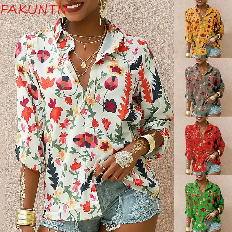 FAKUNTN Fashion Women Long Sleeve Floral Printed Top Cardigan Blouse Casual Spring Button Shirts Female Chiffon Female Clothing
FAKUNTN Fashion Women Long Sleeve Floral Printed Top Cardigan Blouse Casual Spring Button Shirts Female Chiffon Female Clothing