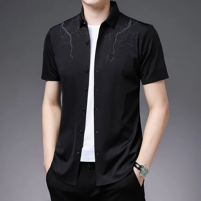 2021 summer men's shirt young and middle-aged Lapel fashion leisure new business T-shirt loose trend cardigan men
2021 summer men's shirt young and middle-aged Lapel fashion leisure new business T-shirt loose trend cardigan men