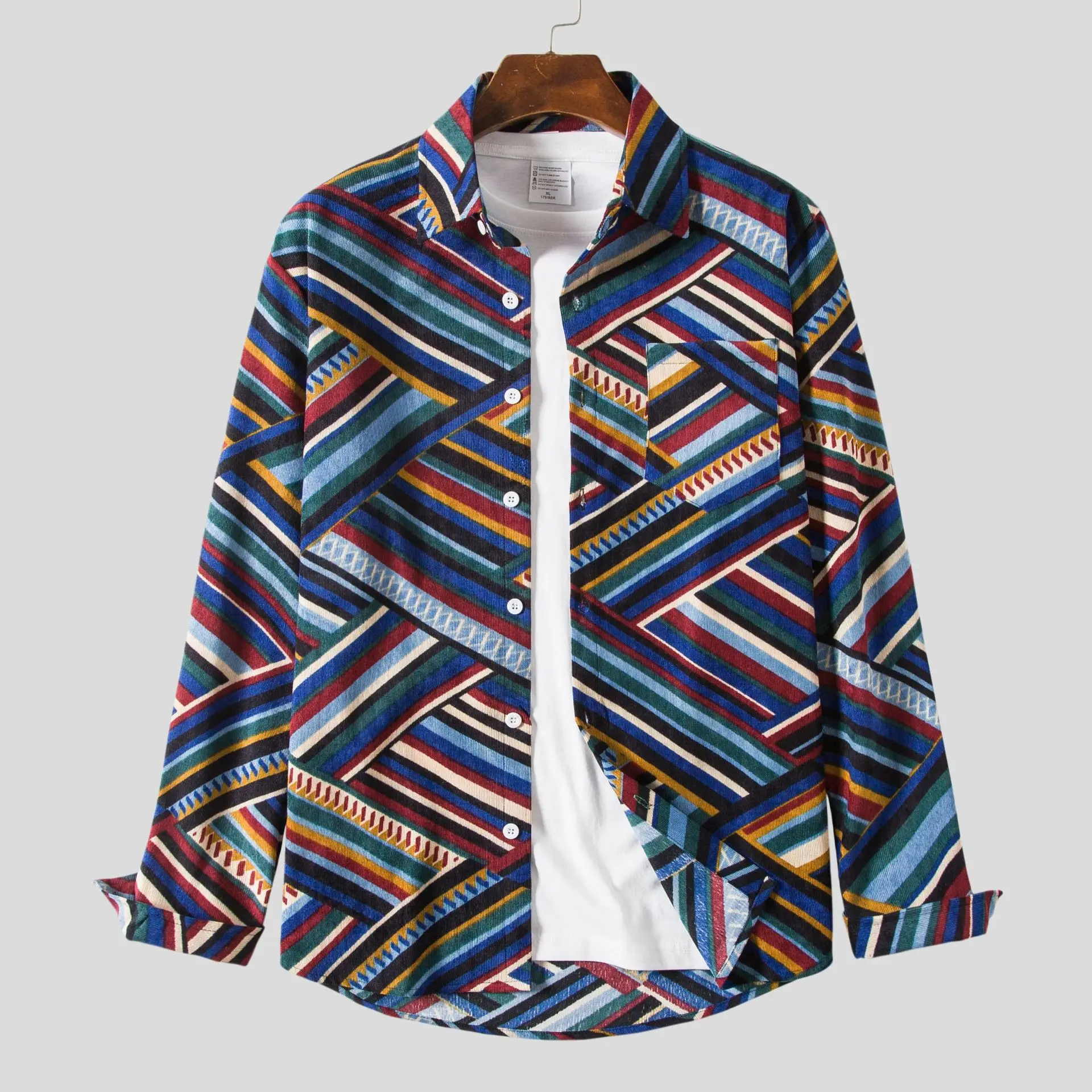 PARKLEES Color Contrast Patchwork Printed Corduroy Mens Shirt Spring Autumn Casual Long Sleeve Turn Down Collar Shirts for Men
PARKLEES Color Contrast Patchwork Printed Corduroy Mens Shirt Spring Autumn Casual Long Sleeve Turn Down Collar Shirts for Men