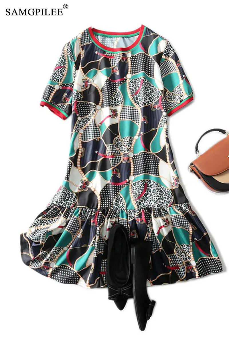 Korean Summer Clothes For Women 2021 Geometric Rhombus Printed Chiffon Hem Pleated O Neck A Line Short Sleeve Plus Size Dresses
Korean Summer Clothes For Women 2021 Geometric Rhombus Printed Chiffon Hem Pleated O Neck A Line Short Sleeve Plus Size Dresses