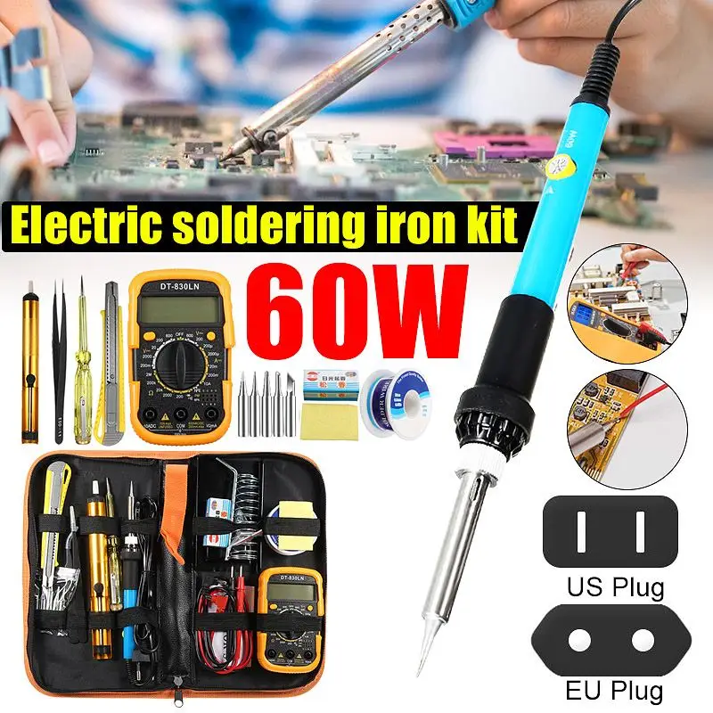220V 110V Digital Temperature Adjustable Soldering Iron Tool Set with Multimeter Set 60W Welding Soldering Station Repair Tools
220V 110V Digital Temperature Adjustable Soldering Iron Tool Set with Multimeter Set 60W Welding Soldering Station Repair Tools