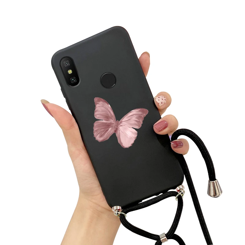 Силиконовый чехол со шнурком для Xiaomi Redmi Note 7 8 9 10 Pro 9S 9A 9C 8T 8A 7A 6A Mi 10T lite с