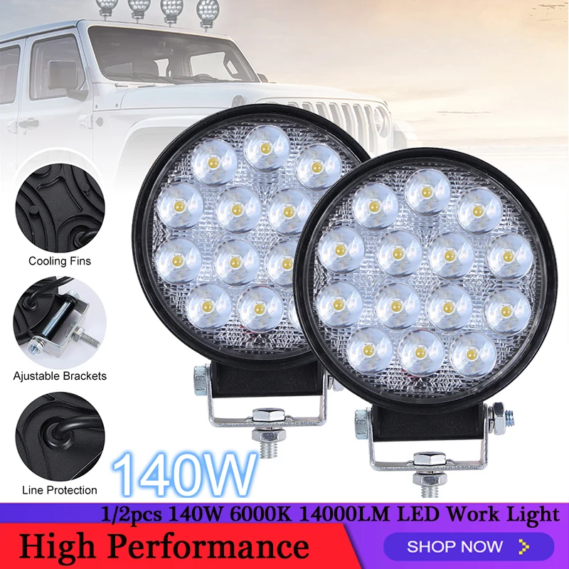 140W 6000K 14000LM Circular LED Work Light Waterproof Spotlight Headlight Bulbs for Off-Road Suv Boat 4X4 Jeep Truck Cars
140W 6000K 14000LM Circular LED Work Light Waterproof Spotlight Headlight Bulbs for Off-Road Suv Boat 4X4 Jeep Truck Cars