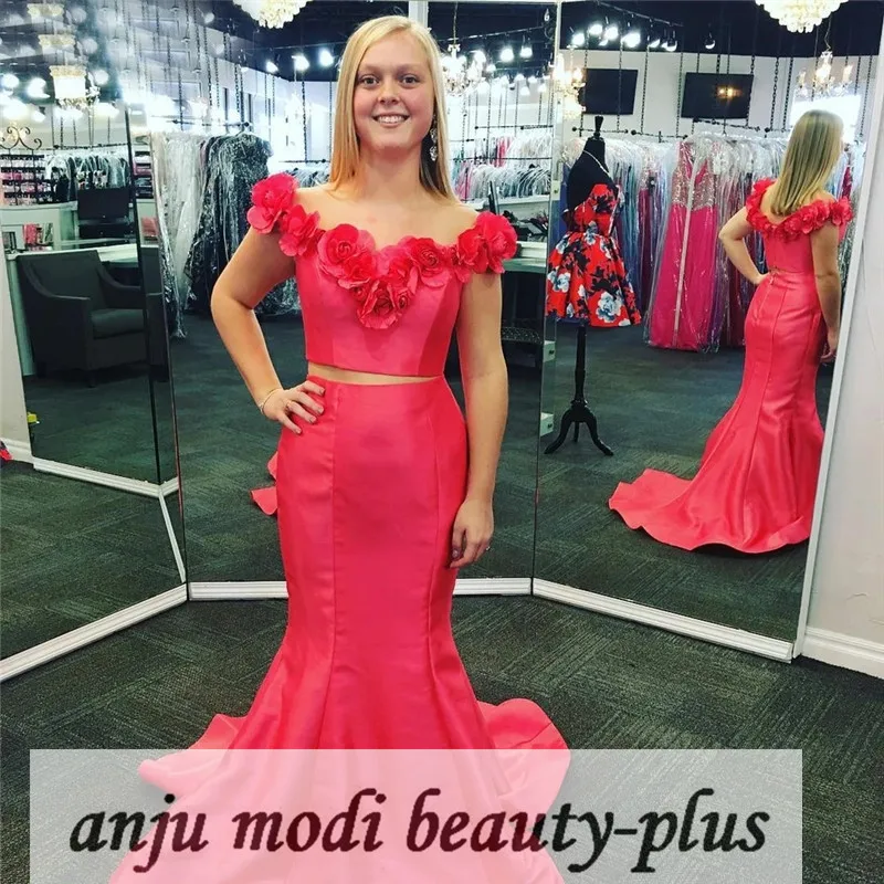 2021 Off Shoulder 2 Piece Prom Dresses Mermaid Sleeveless Long Satin 3D Flowers Formal Evening Party Gown Robe De Soiree
2021 Off Shoulder 2 Piece Prom Dresses Mermaid Sleeveless Long Satin 3D Flowers Formal Evening Party Gown Robe De Soiree