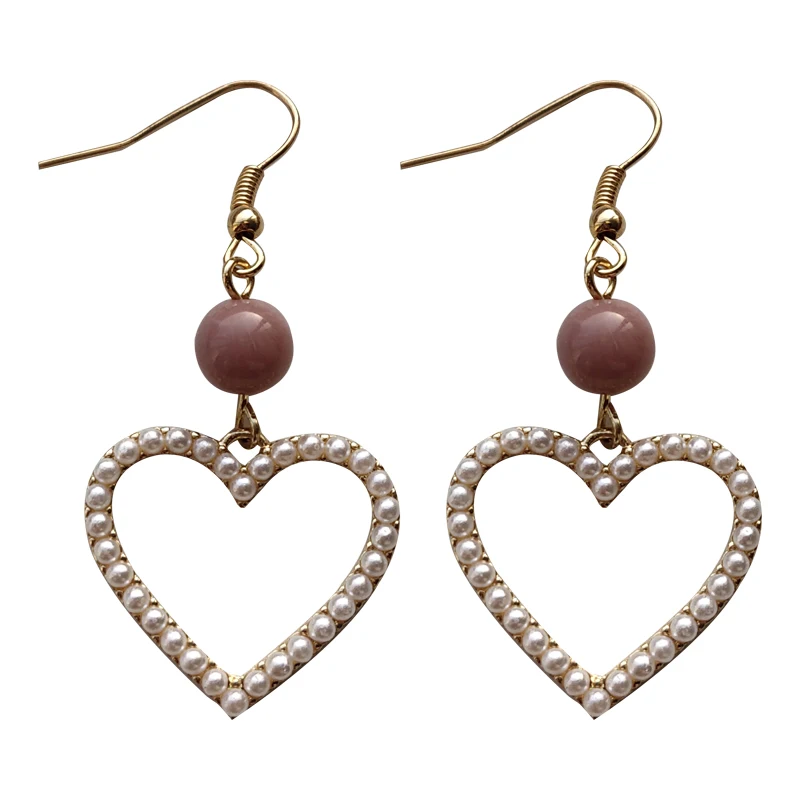 Modern Jewelry Heart Drop Earrings Popular Style Sweet Korean Design Sall Simulated Pearl Pink Bead Danlge Earrings For Women
Modern Jewelry Heart Drop Earrings Popular Style Sweet Korean Design Sall Simulated Pearl Pink Bead Danlge Earrings For Women