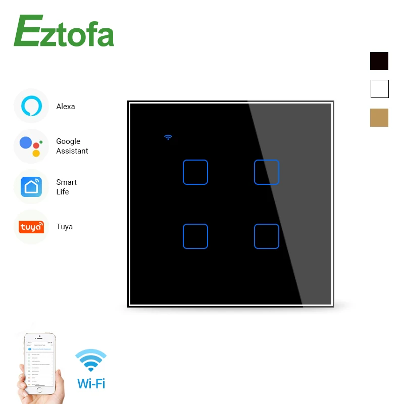Eztofa EU / UK Standard 4 Gang 1 Way Switch AC110V ~ 240v Crystal Light Panel Glass Switch, Wall Touch Light Switch
Eztofa EU / UK Standard 4 Gang 1 Way Switch AC110V ~ 240v Crystal Light Panel Glass Switch, Wall Touch Light Switch