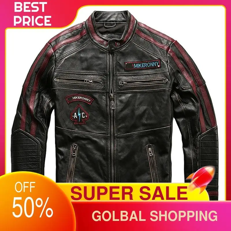 2021 Vintage Black American Motorcycle Style Genuine Leather Jacket Men Plus Size 3XL Real Natural Cowhide Autumn Biker Coat
2021 Vintage Black American Motorcycle Style Genuine Leather Jacket Men Plus Size 3XL Real Natural Cowhide Autumn Biker Coat