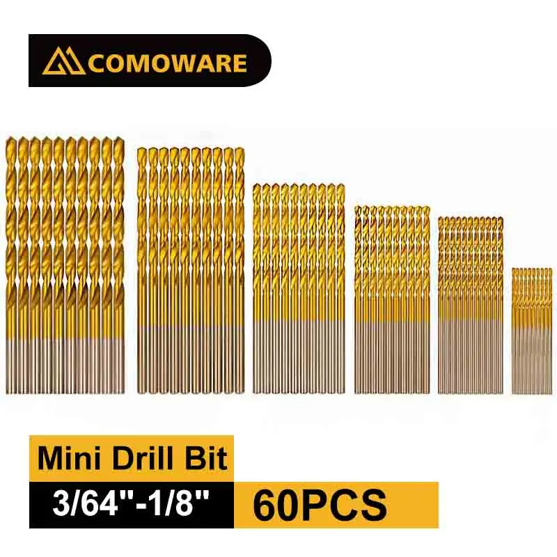 COMOWARE 60Pcs Mini Micro Precision Drill Bit Kit jobber Twist HSS Titanium for PCB Jewelry Wood Plastic drillbits 3/64"to 1/8"
COMOWARE 60Pcs Mini Micro Precision Drill Bit Kit jobber Twist HSS Titanium for PCB Jewelry Wood Plastic drillbits 3/64"to 1/8"