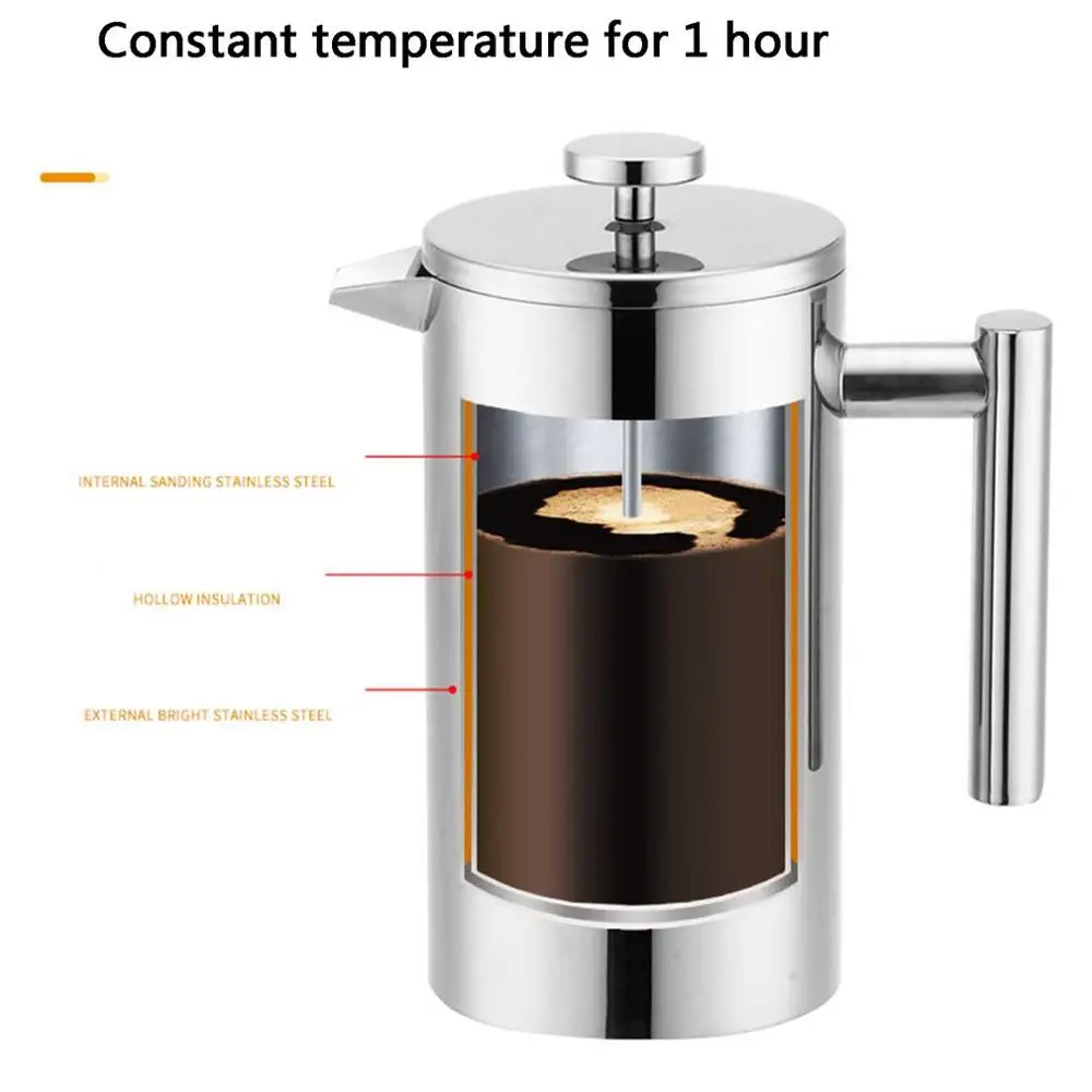 Stainless Steel Double Wall Filter Coffee Maker Double Thermal Insulation Coffee Pot Tea Maker With Mesh Filter
Stainless Steel Double Wall Filter Coffee Maker Double Thermal Insulation Coffee Pot Tea Maker With Mesh Filter