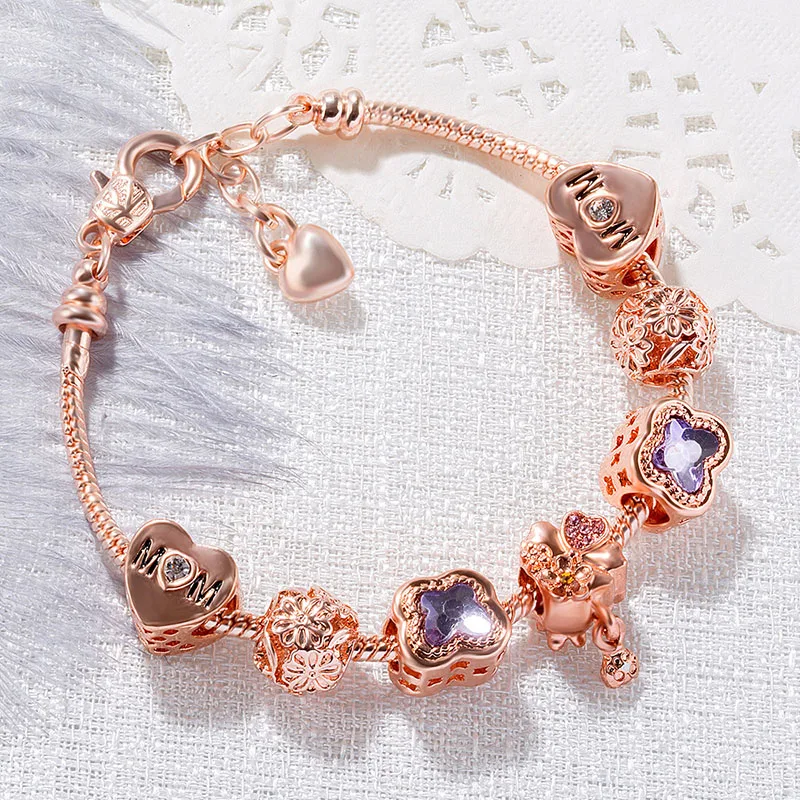Clover purple beaded bracelet female hollow flower with crystal zircon Pandora style charm bracelet Valentine's day gift
Clover purple beaded bracelet female hollow flower with crystal zircon Pandora style charm bracelet Valentine's day gift