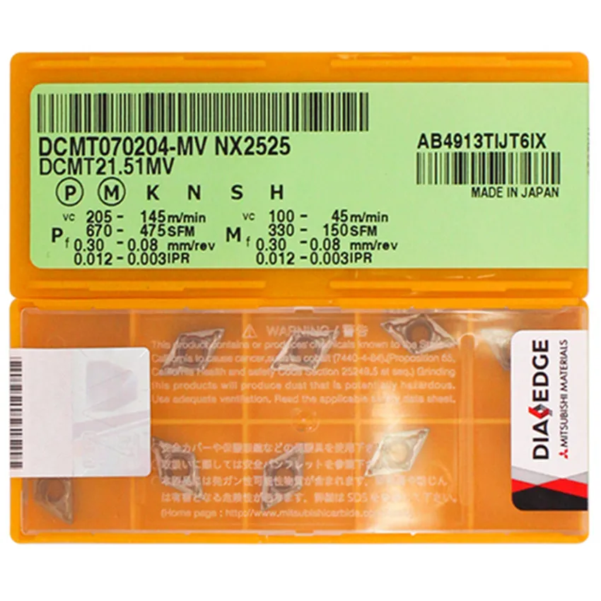 DCMT070202-MV NX2525/DCMT070204-MV NX2525/DCMT070204-FV NX2525/DCMT11T304-MV NX2525/DCMT11T308-MV NX2525 CNC carbide insert 10P
DCMT070202-MV NX2525/DCMT070204-MV NX2525/DCMT070204-FV NX2525/DCMT11T304-MV NX2525/DCMT11T308-MV NX2525 CNC carbide insert 10P