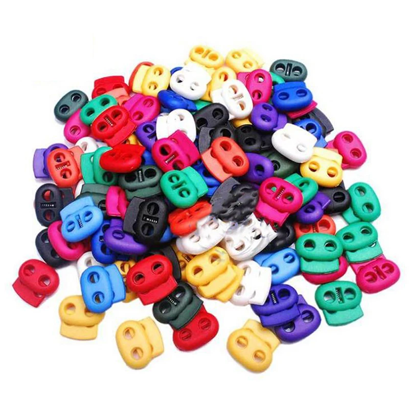 

20pcs Mixed Colorful 5mm Hole Plastic Stopper Cord Lock Bean Toggle Clip Apparel Shoelace Sportswear Cord Lanyard Accessories