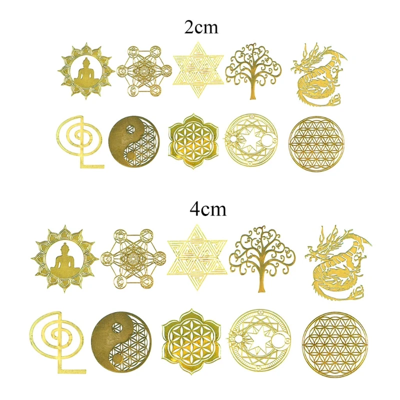 

10Pc New DIY 7 Chakra Copper Energy Tower Orgonite Sticker Flower Tree of Life Pyramid Decoration Epoxy Filler Resin Crafts