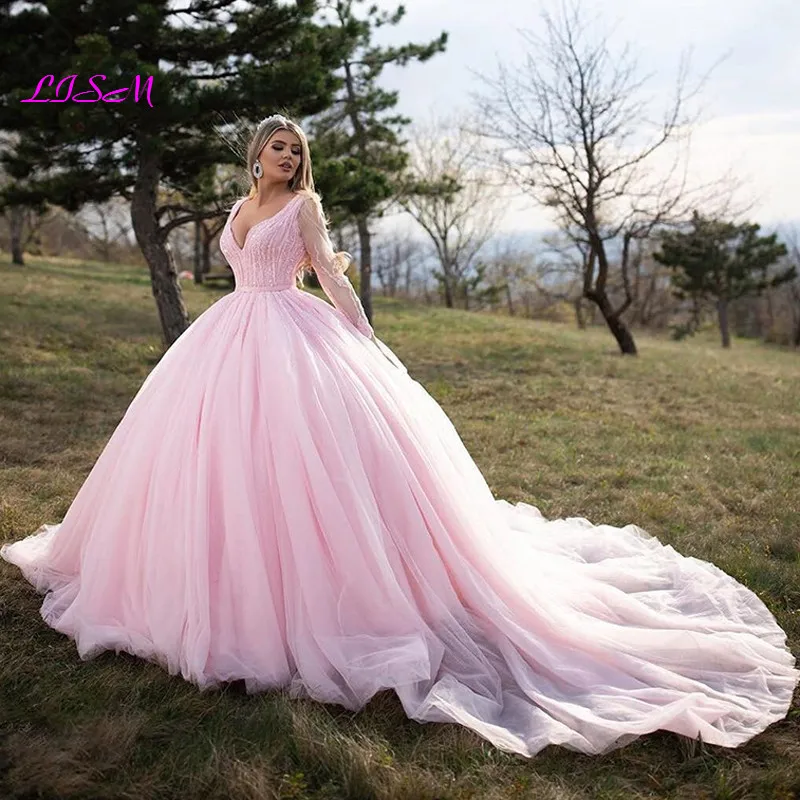 Illusion Long Sleeves Ball Gown Quinceanera Dresses Pink Sweet 15 Dress Chapel Train Princess Party Gowns vestidos quinceanera
Illusion Long Sleeves Ball Gown Quinceanera Dresses Pink Sweet 15 Dress Chapel Train Princess Party Gowns vestidos quinceanera