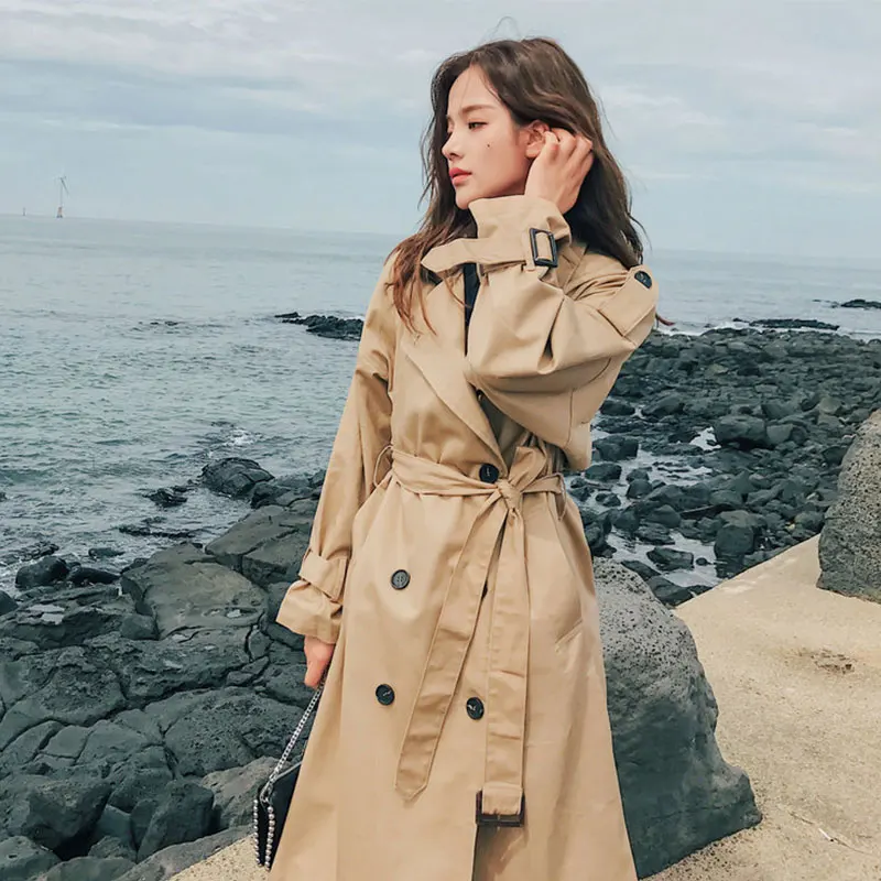 British Style Women Coat Hight Quality Double-breasted Belt Khaki Long Lady Coats Spring Autumn Outerwear
British Style Women Coat Hight Quality Double-breasted Belt Khaki Long Lady Coats Spring Autumn Outerwear
