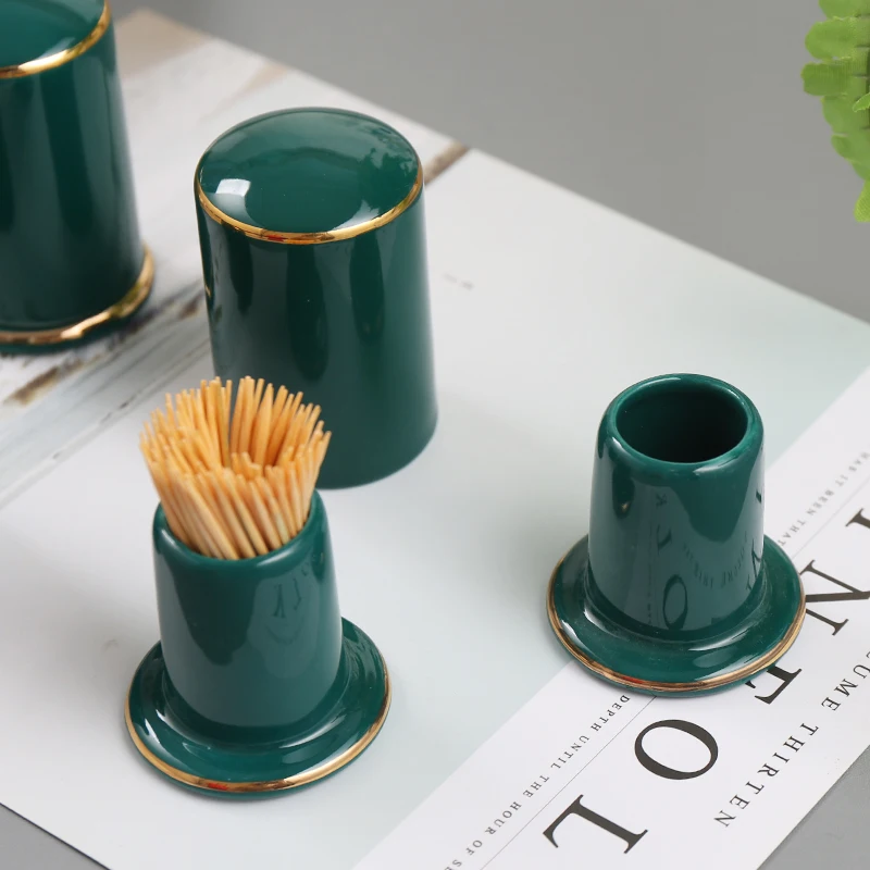Nordic Style Green Golden Rim Ceramics Toothpick Holders Container Table Toothpick Storage Box Toothpick Case Home Decorations
Nordic Style Green Golden Rim Ceramics Toothpick Holders Container Table Toothpick Storage Box Toothpick Case Home Decorations
